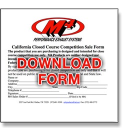 California Closed Course Competition Sales Form
