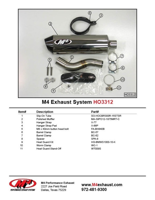 HO3312 Component Key