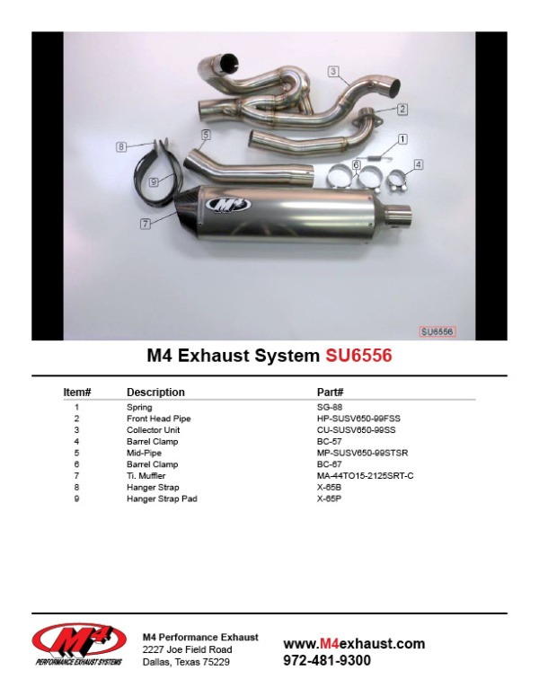 SU6556 Component Key