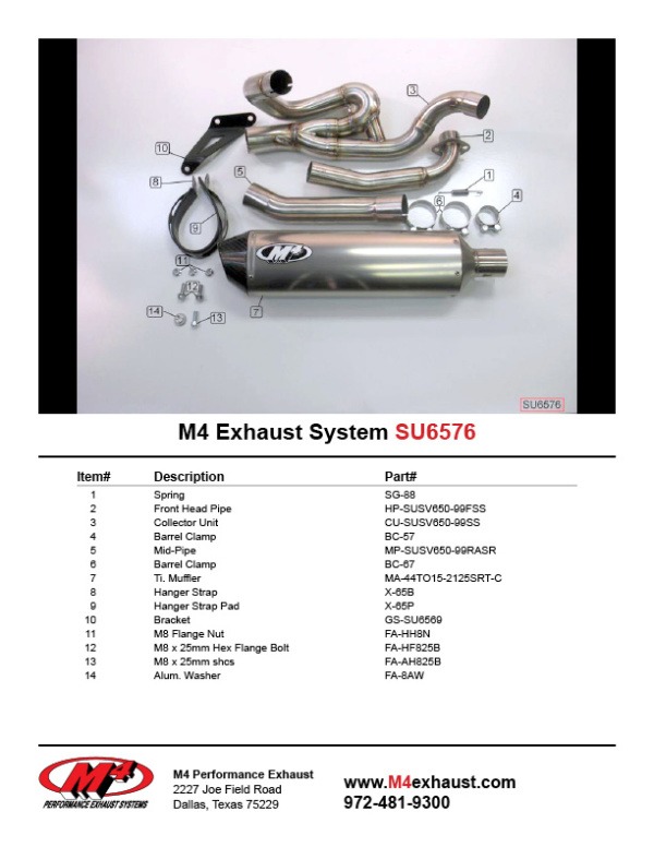 SU6576 Component Key