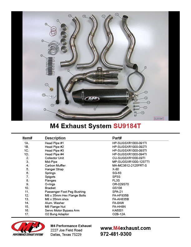SU9184T Component Key