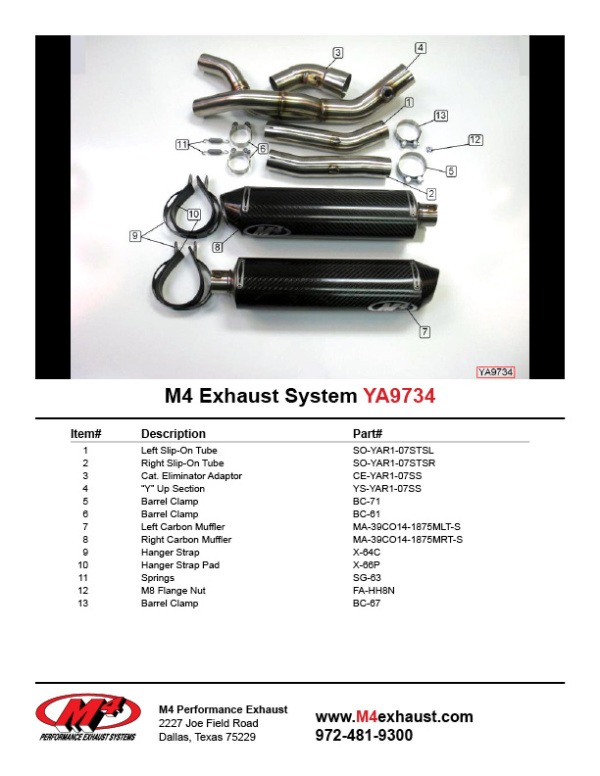 YA9734 Component Key